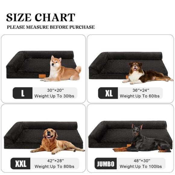 Orthopedic Pet Bed for Medium Dogs, 36"X24"Waterproof L Shaped Dog Bed Washable - Picture 2 of 7